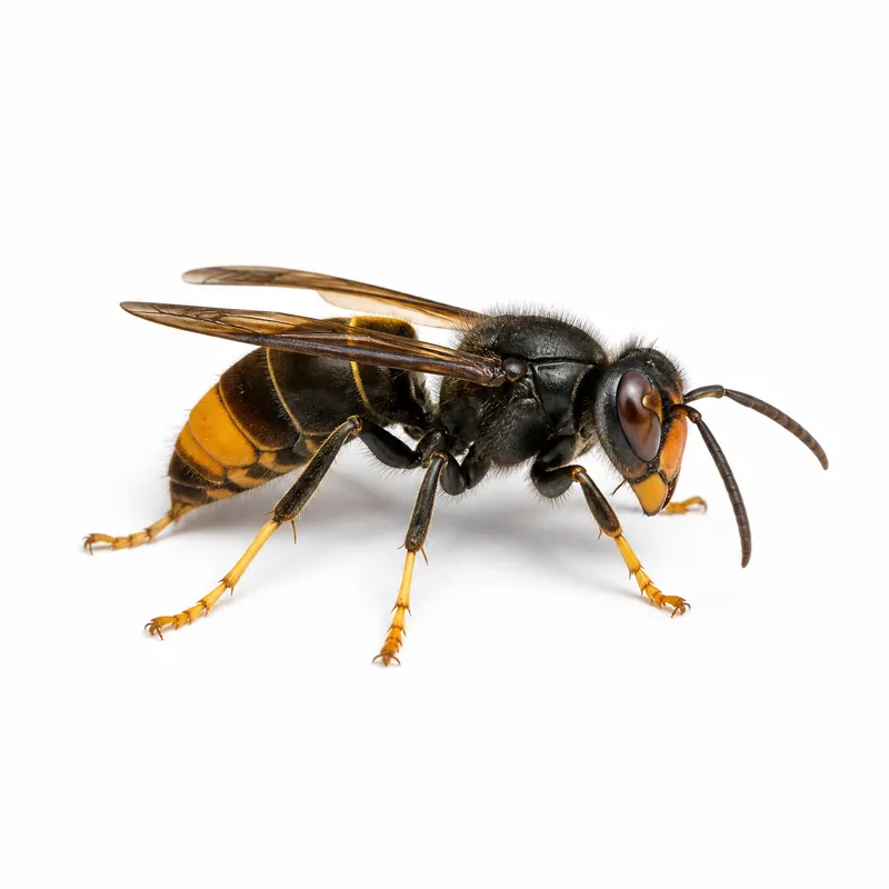 Asiatische Hornisse (Vespa velutina), Nahaufnahme von der Seite