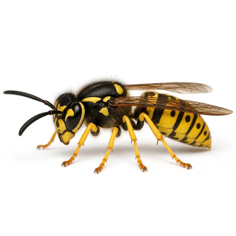 Deutsche Wespe (Vespula germanica), Nahaufnahme von der Seite